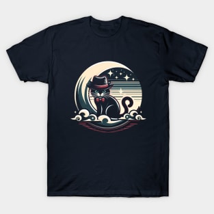 Black Cat on The Moon T-Shirt